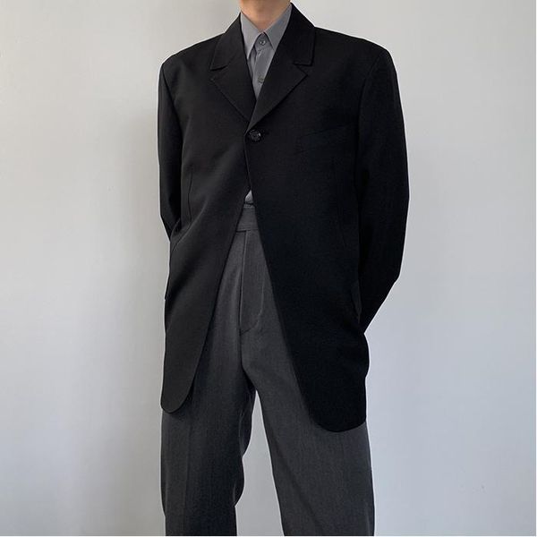 

men's suits & blazers male japan korea streetwear fashion suit jacket outerwear men single buckle casual blazer coat, White;black