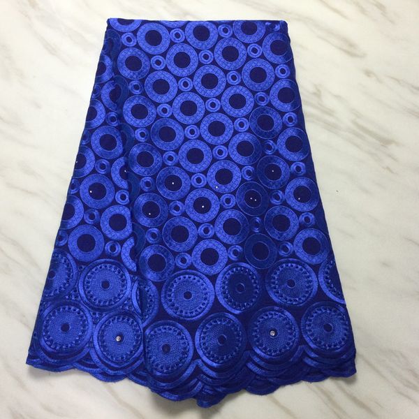 

5yards/pc wonderful royal blue embroidery african cotton fabric swiss voile lace match rhinestones decoration pl12811, Black;white
