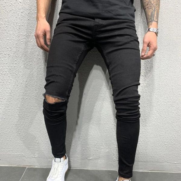 

men's jeans 2021 skinny trousers stretch slim denim pants hip hop black blue casual jogging for men pantalones hombre