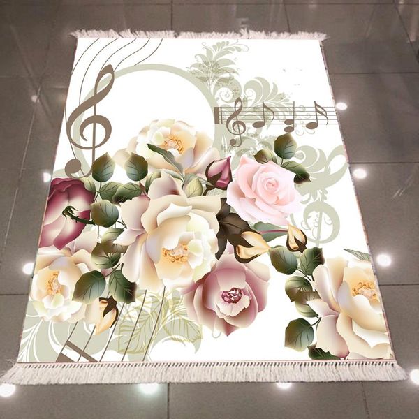 

else yellow pink purple rose green leaf music note treble clef 3d print anti slip back washable decorative kilim area rug carpet carpets