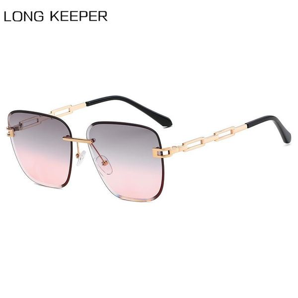 

sunglasses frameless square women luxury fashion oversized rimless sun glasses vintage female retro pink black gradient, White;black