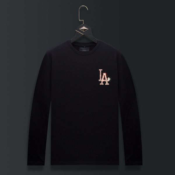 

fashion fleece hoodies drill letter men's base shirt spring trend handsome thin style add fat tide loose long sleeve t men, Black