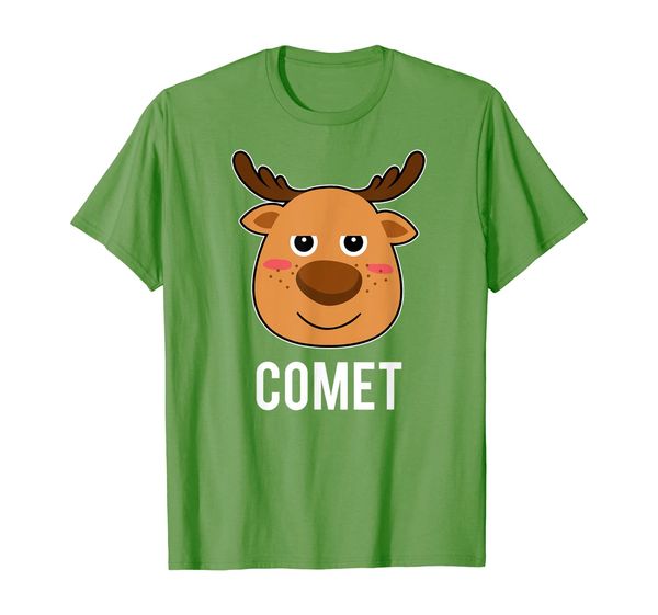 

santa reindeer comet xmas group costume t-shirt, White;black