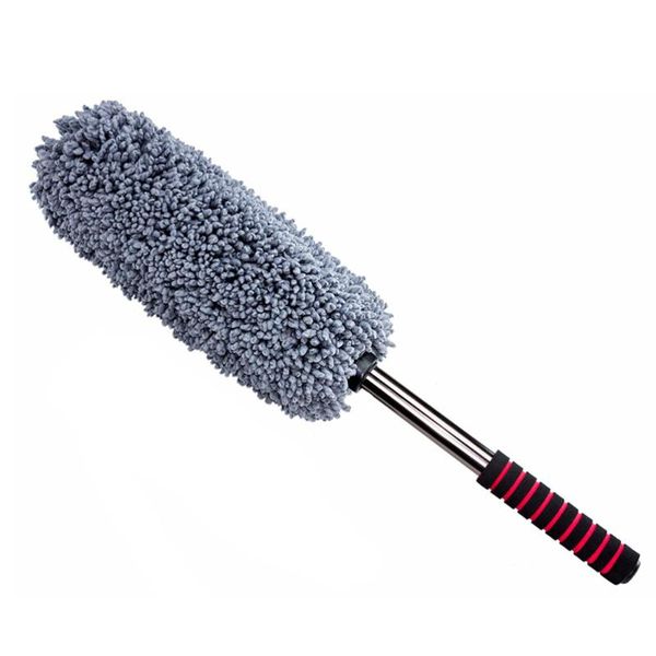 

car sponge retractable microfiber wax brush multipurpose duster lint pollen removing (grey)