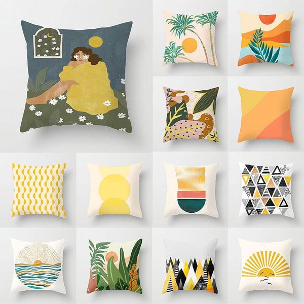 

pillow case well-designed geometric lines sunrise sunset peach skin pillowcase car waist sofa cover of home cushions