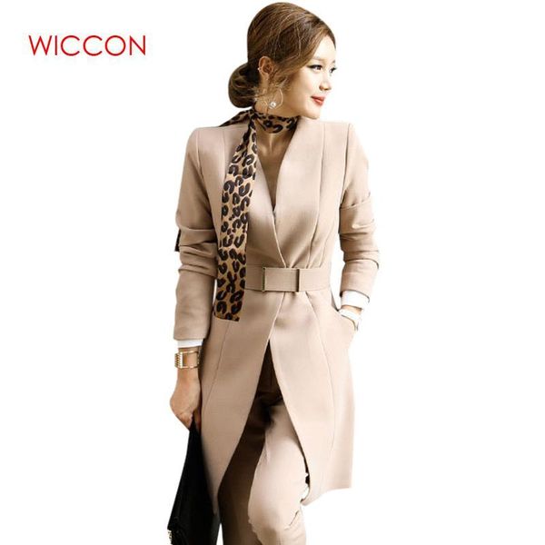 

fashion autumn pant suits women casual ol office business formal work wear sets uniform styles elegant v neck women's two piece pants, White