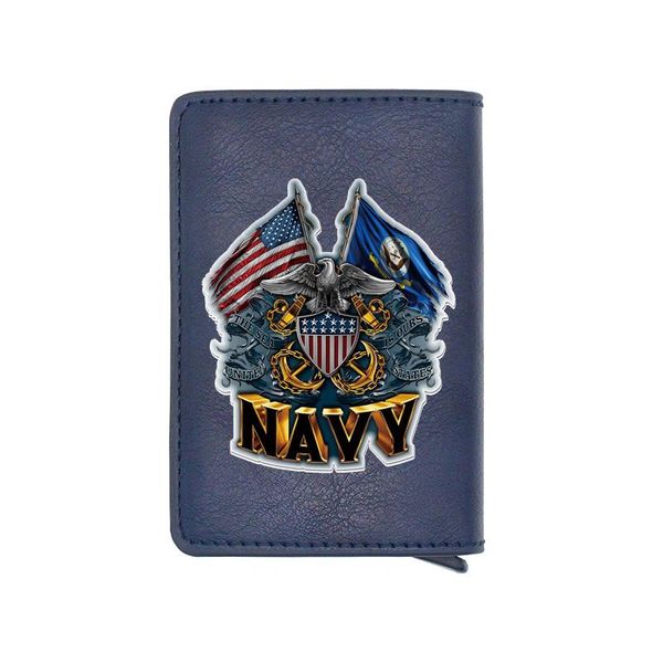 

card holders personality rfid holder wallet men classic united states navy leather male veteran purses, Brown;gray