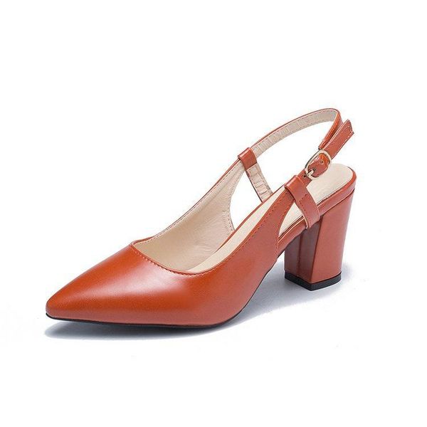 

women sandals summer high heels shoes brand woman party slingback pointed toe buckle strap female dress pumps, Black