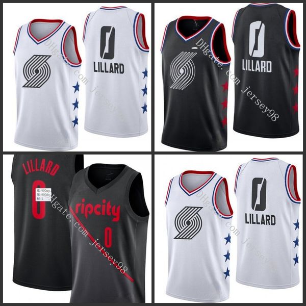 

portland trail men 0 damian lillard retro basketball jerseys, Black