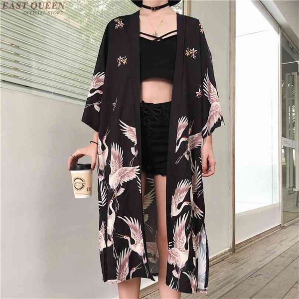 

kimono cardigan womens and blouses japanese streetwear summer long shirt female ladies blouse clothes 210719, White