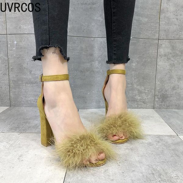 

ladies fashion casual uppers furry personality design 2021 trendy women's sandals 4mpy, Black