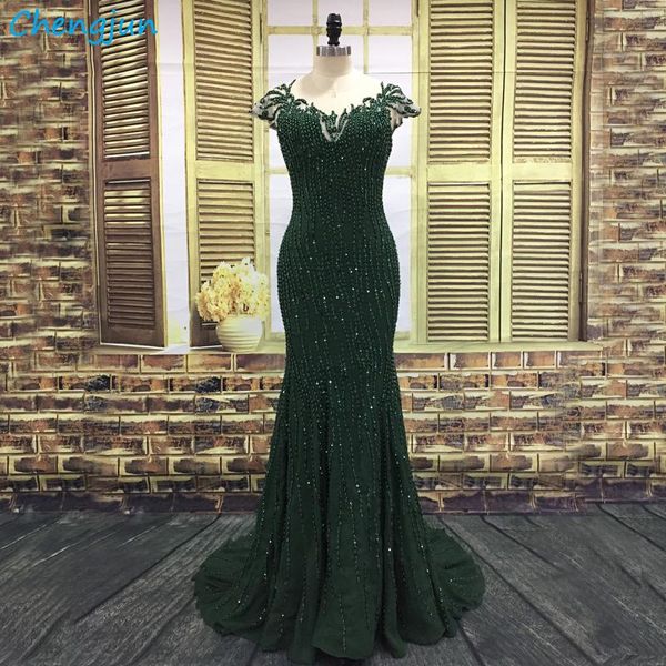 

party dresses chengjun 2021 o neck chiffon beaded crystal long evening, White;black