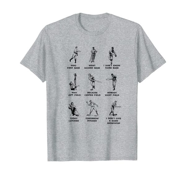 

who's on first baseball diamond fielding card t shirt, White;black