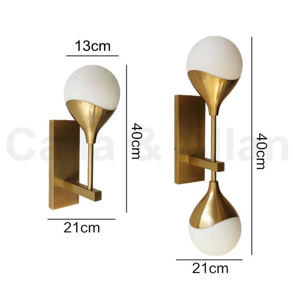 

wall lamp imitation copper living room bedroom bedside tv post modern creative single and double head golden