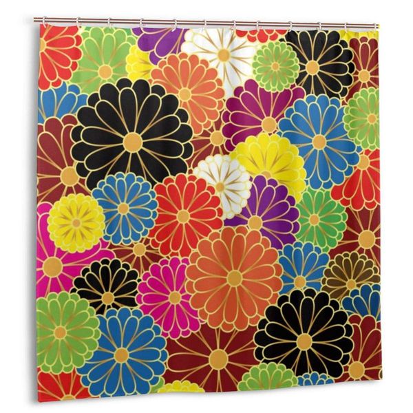 

hower curtain, ulticolor chryanthe u pattern decoration bath curtain et with hook