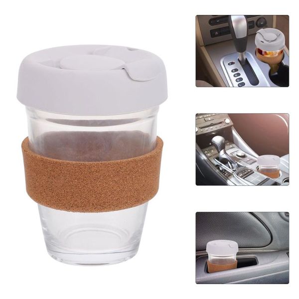 

mugs 400ml glass coffee cup with lid and silicone sleeve travel car mug