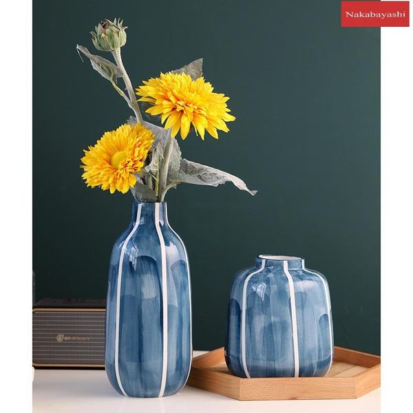 

blue modern european vase minimalist ceramics creative bedroom decor kitchen wazony ozdobne counterhandicraft bk50hp vases