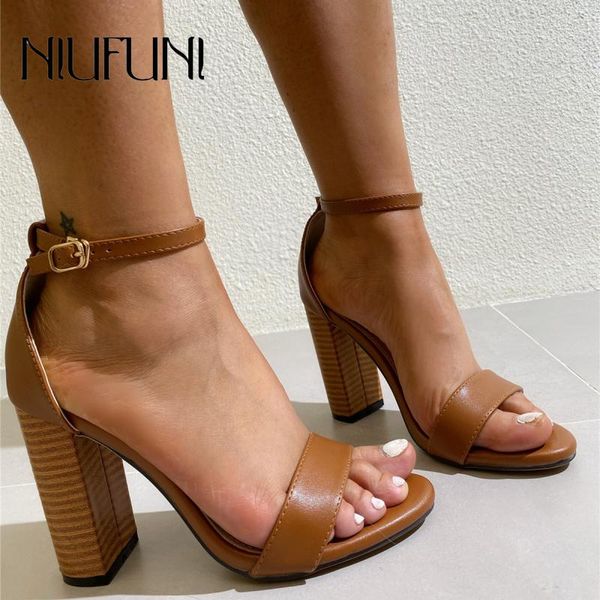 

sandals real s summer thick high heels women 2021 square heel buckle strap gladiator shoes open toe fashion simple, Black