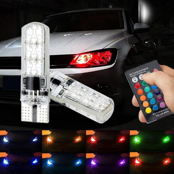 

strips 2 pcs smd 6led rgb auto car wedge side light lamp w/remote controller tn88