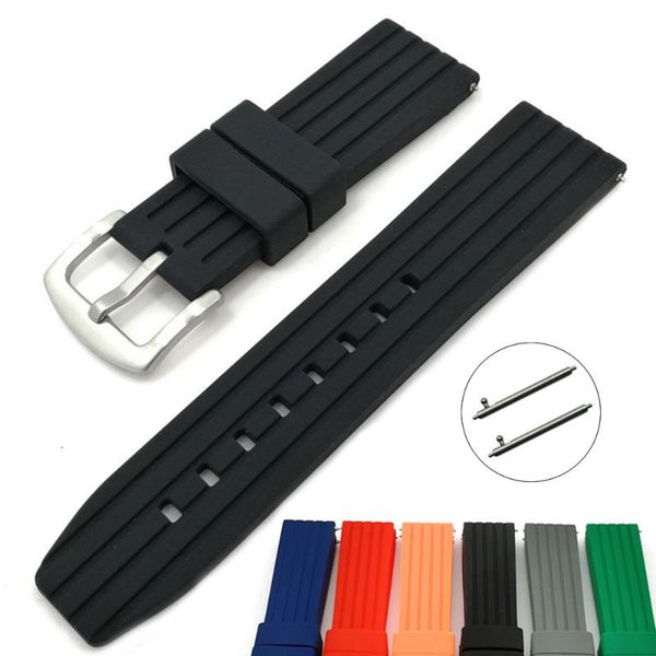 

watch bands 20mm 22mm 24mm sport silicone strap quick release waterproof men women universal rubber wrist band bracelet accessories, Black;brown