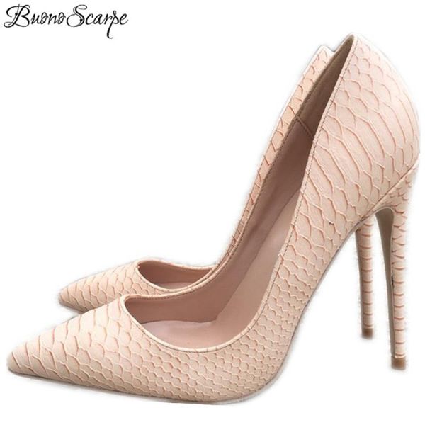 

dress shoes buonoscarpe 2021 brand snakeskin leather alligator high heel 10cm 8cm women wedding 12cm pumps office lady big44, Black