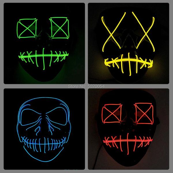 

party masks gzyuchao el mascara cospaly wire mask light up glowing demon halloween decorative for scary theme