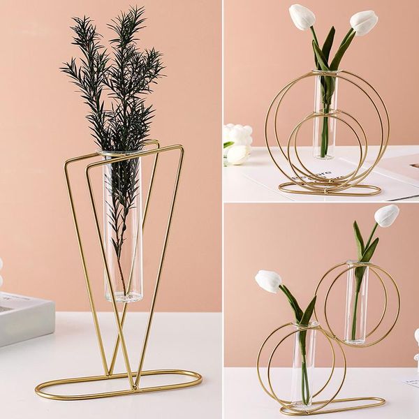 

vases nordic simple flower stand iron frame vase family rack bottle ornament christmas decoration pot holder