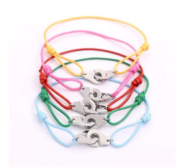 

wholesale- cuff france paris jewelry 925 sterling silver handcuffs bracelet for women with rope pendant menottes, White
