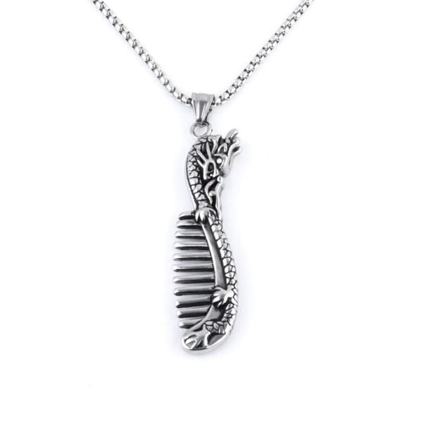 

chains fashion punk hip hop comb stainless steel pendant necklace hair hairdressing stylist vintage jewelry, Silver