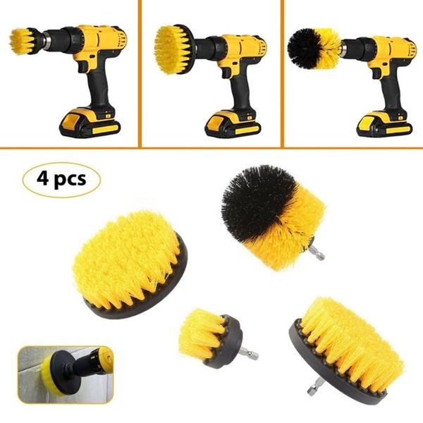 

car sponge wash detailing brush power drill cleaning scrubbing set floors cleaner nylon bristles carpet tile scrubber kit