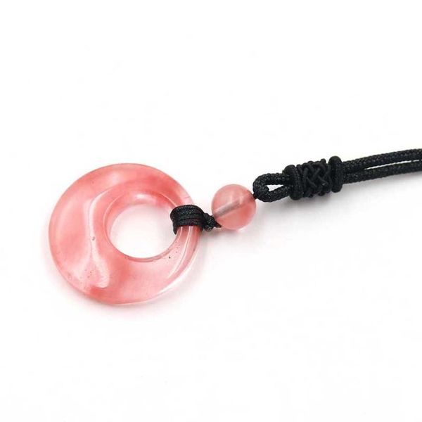 

pendant necklaces fysl handmade weave round hollow cherry quartz rope chain necklace green turquoises stone jewelry, Silver