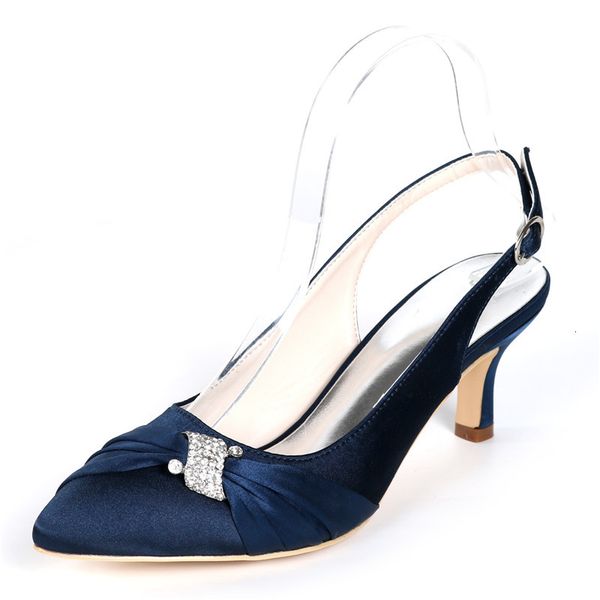 

sandals kitten heels satin wedding shoes women pointed toe low evening formal party dress slingback pumps o5cf, Black