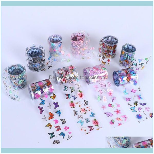 Nagelstudio Gesundheit Beautynail Kunst Dekorationen Transferfolie Aufkleber 10 Rollen Holographische Papierverpackungen DIY Paste Dekoration Drop Lieferung 202