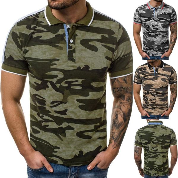 

summer man shirts brand clothing mens camouflage army polos short sleeve breathable male men's, White;black