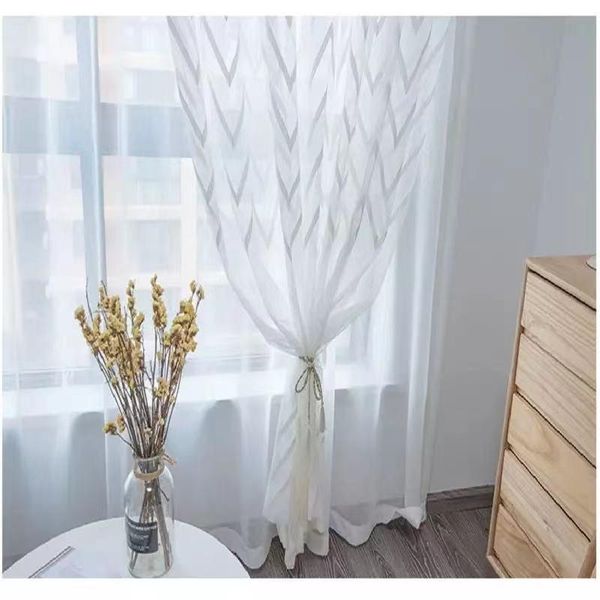 

curtain & drapes stripe simple modern, suitable for bedroom living room balcony white tulle shade