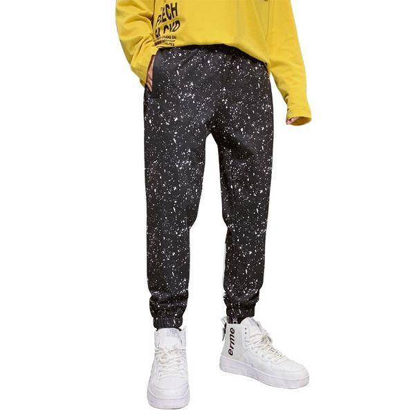 

hip hop pants men loose joggers print streetwear dot printing harem plus size men's long trousers, Black