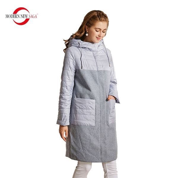 MODERN SAGA Cappotto donna Autunno Giacca imbottita in cotone Cappotto trapuntato con cappuccio Parka Giacca lunga donna Tasca Lady Cappotti Inverno 210916