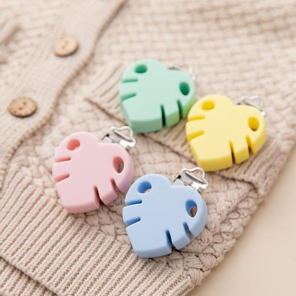 

pacifiers# 2pcs silicone pacifier baby accessories leaves metal clips teether