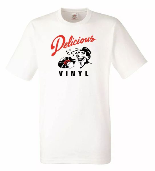 

delicious vinyl white mens t-shirt men rock band tee shirt, White;black