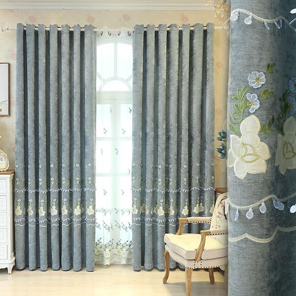 

high grade villa curtain custom shade european embroidery simple living room bedroom children's floor & drapes