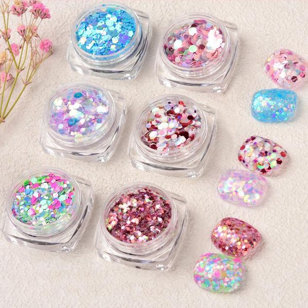

nail glitter 1 box candy colors art sequins 3d round glass flake sequin holographic crystal acrylic decoration accessories, Silver;gold