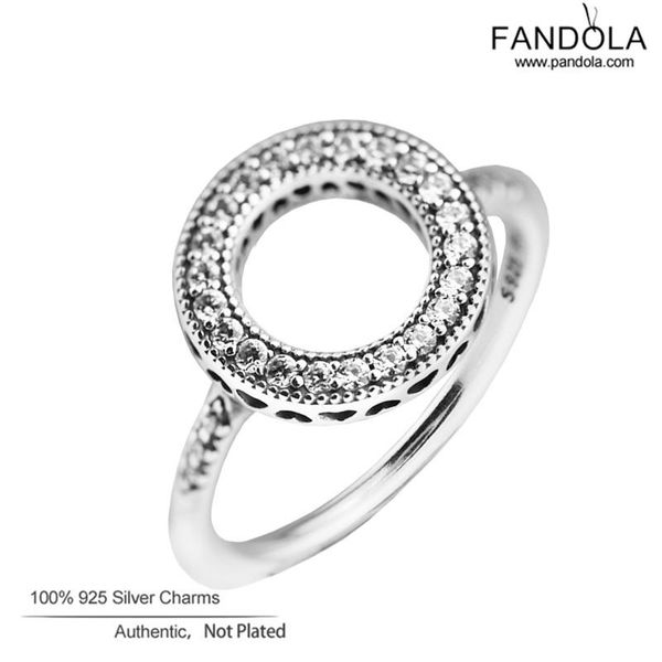 

cluster rings genuine 925 sterling silver ring forever clear cz circle round finger for women wedding jewelry anillos mujer, Golden;silver