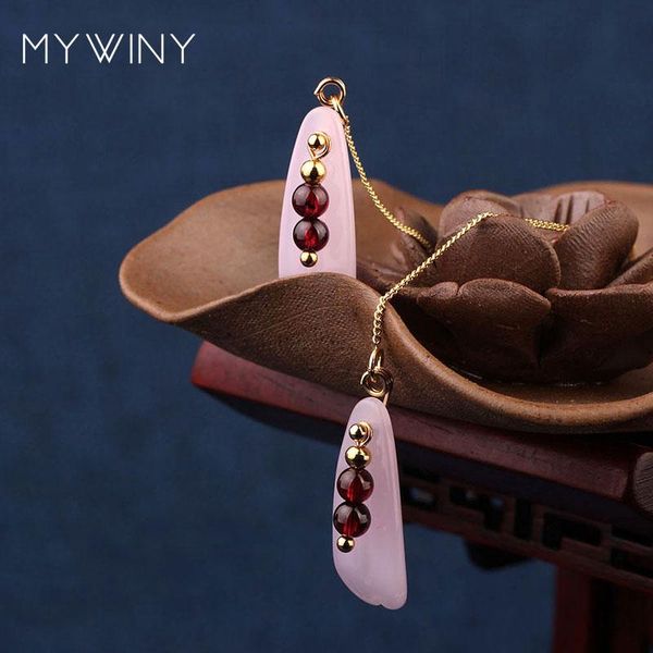 

colors mywiny fashion jewelry long copper chains earrings,nature stones leaf vintage earrings women stud, Golden;silver