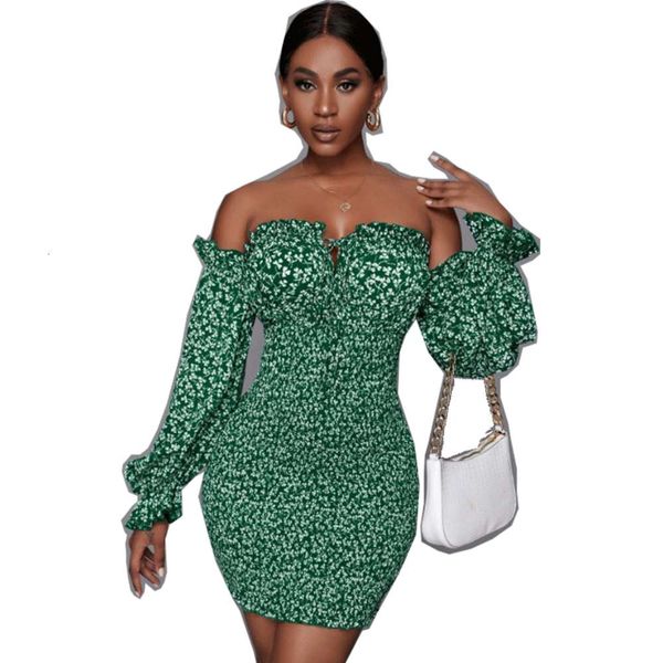 

autumn style strapless floral long sleeved dress, Black;gray