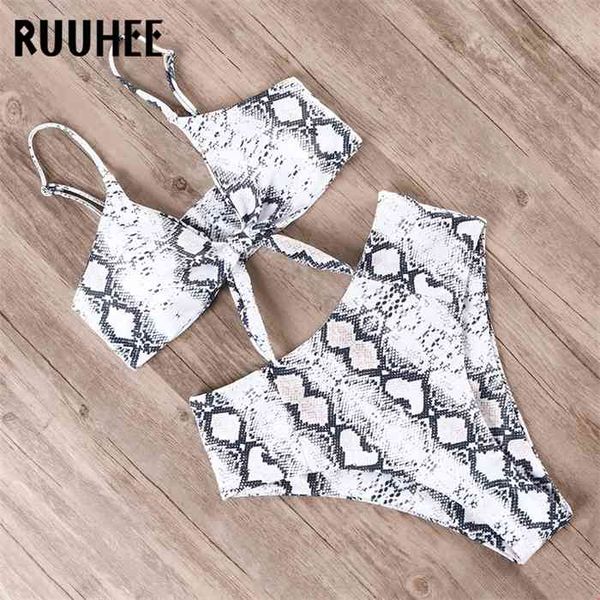 

ruuhee bikini swimwear women swimsuit high waist bikini set push up front knot bathing suit women summer beach wear biquini, White;black