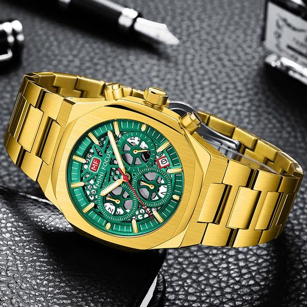 

wristwatches luxury men's sports watches waterproof gold stainless steel analog quartz wristwatch fashion business for men wach, Slivery;brown