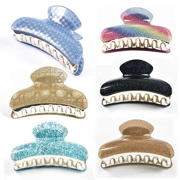 

hair accessories come shine casual glitter acrylic plaid for women claw clip crab shiny curler hairpins 2021