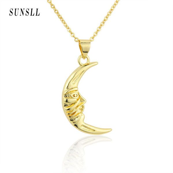 

pendant necklaces sunsll arrived gold-plated copper inlaid with zircon simplicity moon fashion necklace jewelry gift, Silver