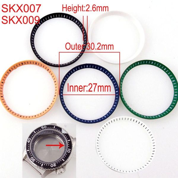 

repair tools & kits watch case parts chapter ring fit for skx009 skx007 model nh35/nh36 men's blue/green/black/white 30.2mm*27mm*2.6mm