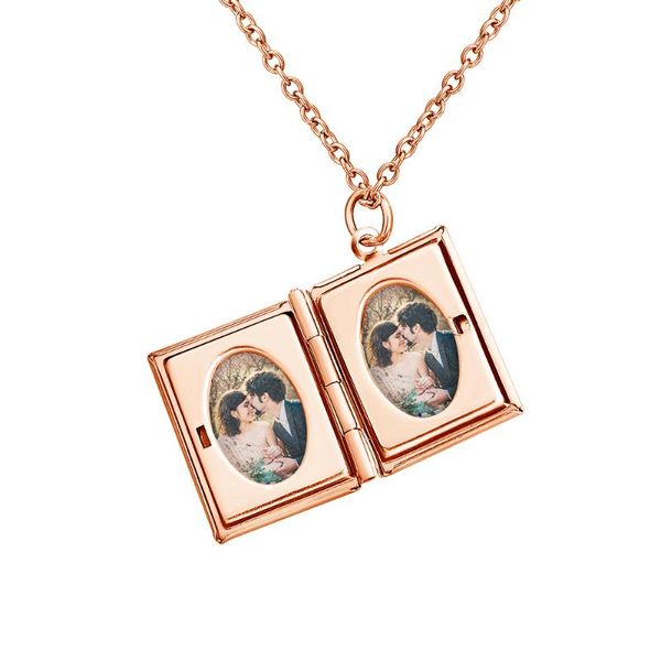 

pendant necklaces envelope po frame necklace stainless steel jewelry gift for mom daughter, Silver